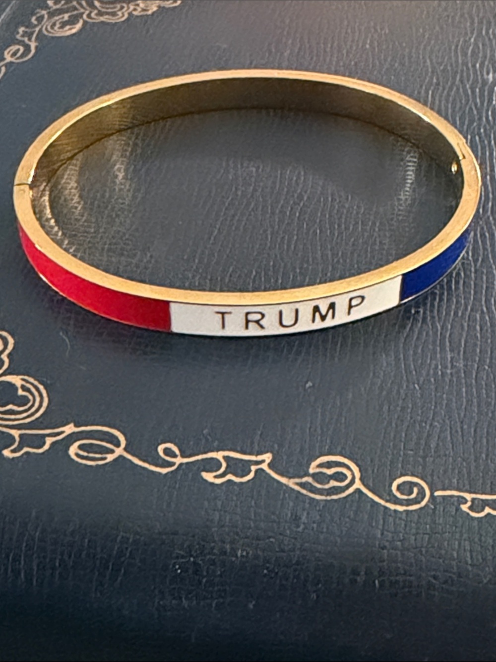 TRUMP Red White Blue Gold Bangle Bracelet